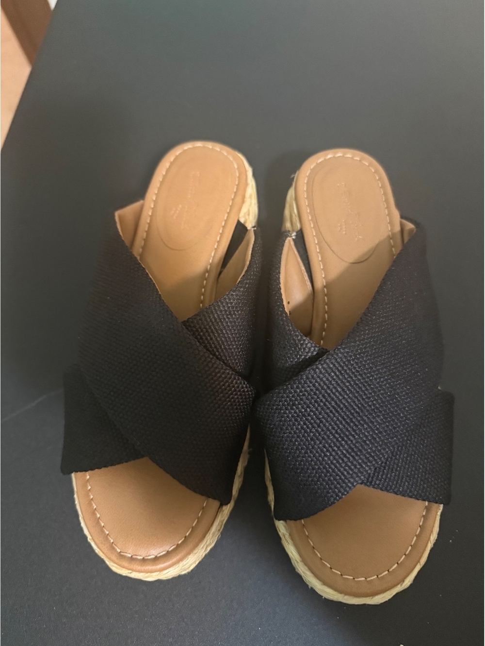 Universal thread Black Textile Espadrille Wedge Sandals Size 6.5